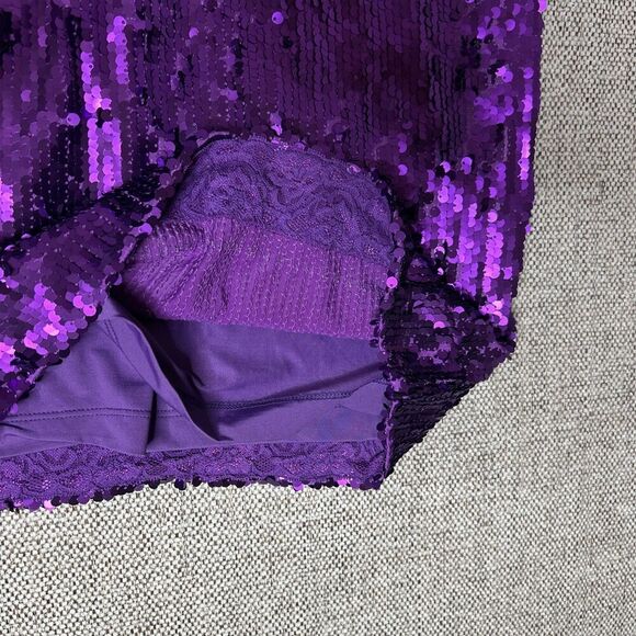 Dress The Population Sequined Mini Dress Purple Color Back Cutout Stretch Size S - Picture 5 of 9